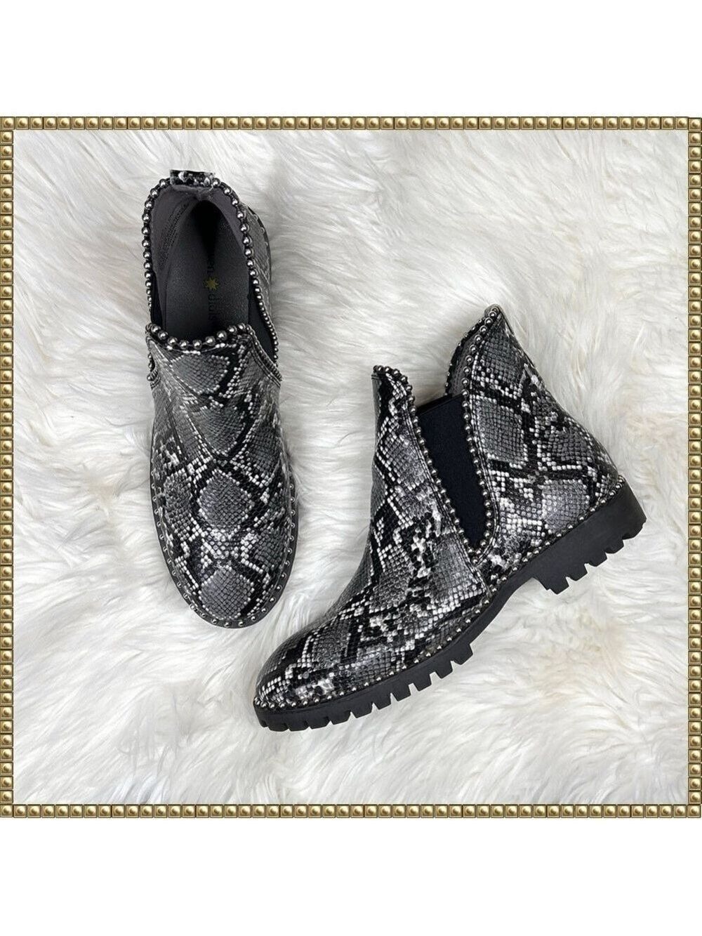Seven Dials Black Snakeskin Ankle Booties Size 9.5